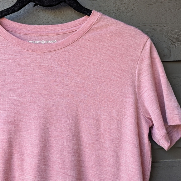 Artilect Studio Mauve Pink Short Sleeve Merino Wool Tencel T-Shirt Size Small - Picture 2 of 8